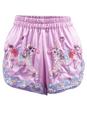 Women's Pink Sequin Unicorn Shorts